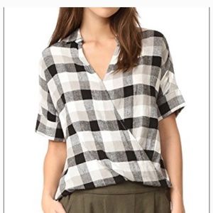 madewell courier drape front plaid top